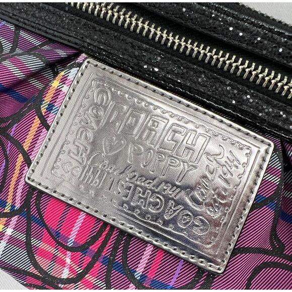 Coach purse Poppy Signature Pink plaid large wristlet bag - Picture 12 of 15